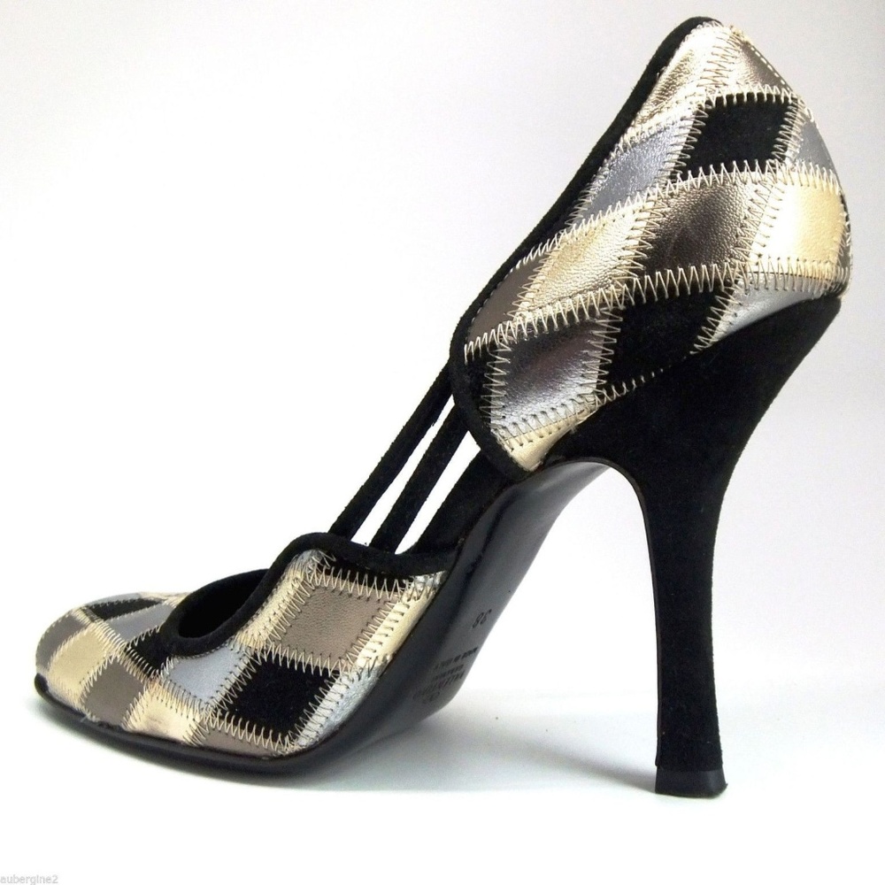 VALENTINO Black Suede & Metallic Leather Shoes, 8